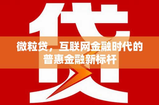 玛家微粒贷，互联网金融时代的普惠金融新标杆