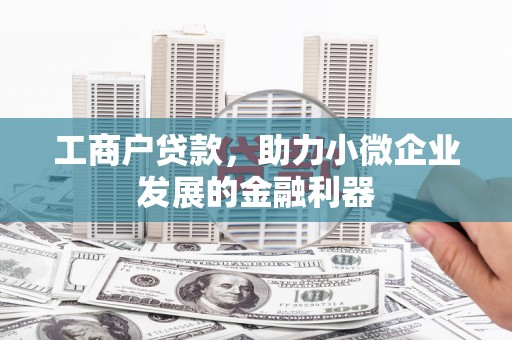 玛家工商户贷款,助力小微企业发展的金融利器 玛家工商户贷款,助力小微企业发展的金融利器