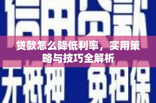 玛家贷款怎么降低利率，实用策略与技巧全解析