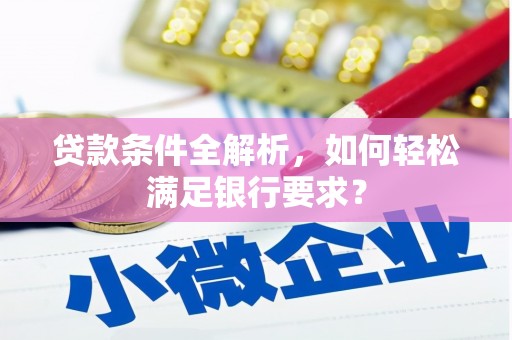 玛家贷款条件全解析，如何轻松满足银行要求？