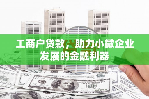 玛家工商户贷款，助力小微企业发展的金融利器