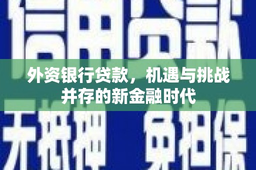 玛家外资银行贷款，机遇与挑战并存的新金融时代