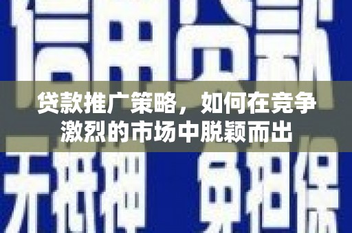 玛家贷款推广策略，如何在竞争激烈的市场中脱颖而出