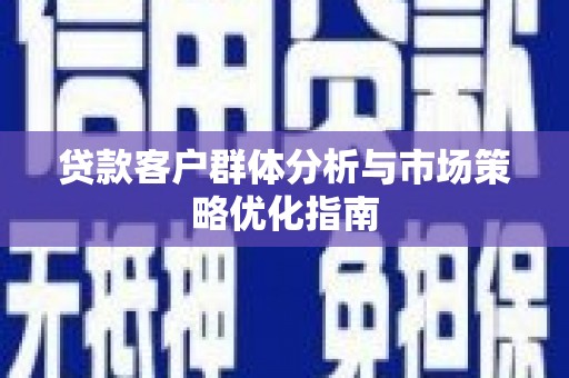 玛家贷款客户群体分析与市场策略优化指南