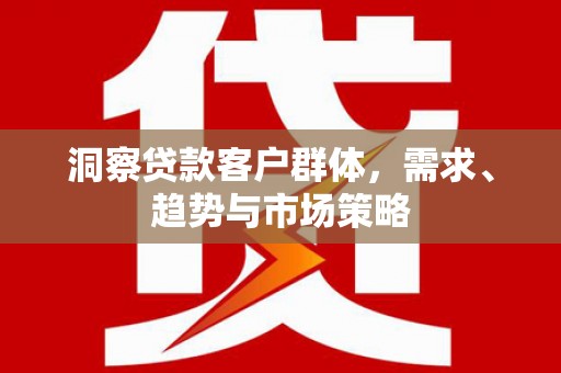 玛家洞察贷款客户群体，需求、趋势与市场策略