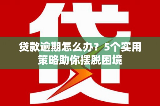 玛家贷款逾期怎么办？5个实用策略助你摆脱困境