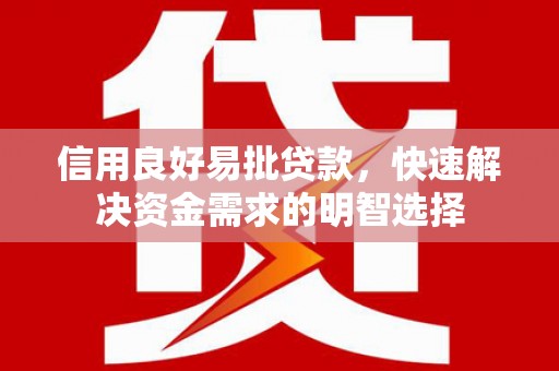 玛家信用良好易批贷款，快速解决资金需求的明智选择
