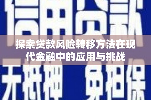 玛家探索贷款风险转移方法在现代金融中的应用与挑战