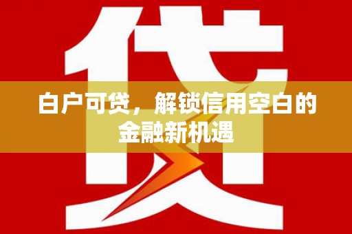 玛家白户可贷，解锁信用空白的金融新机遇