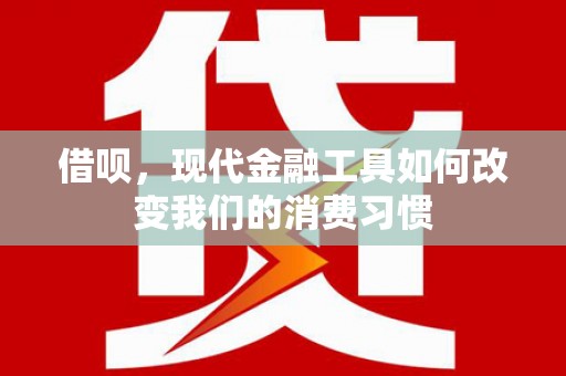 玛家借呗，现代金融工具如何改变我们的消费习惯