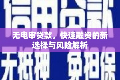 玛家无电审贷款，快速融资的新选择与风险解析