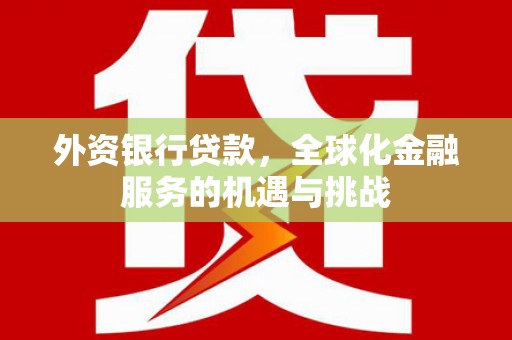玛家外资银行贷款，全球化金融服务的机遇与挑战