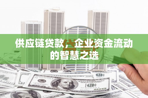 玛家供应链贷款，企业资金流动的智慧之选