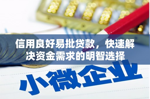 玛家信用良好易批贷款，快速解决资金需求的明智选择