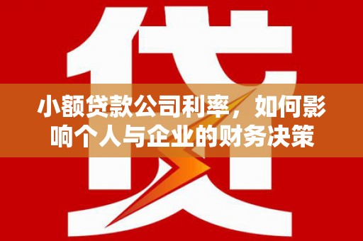 玛家小额贷款公司利率，如何影响个人与企业的财务决策