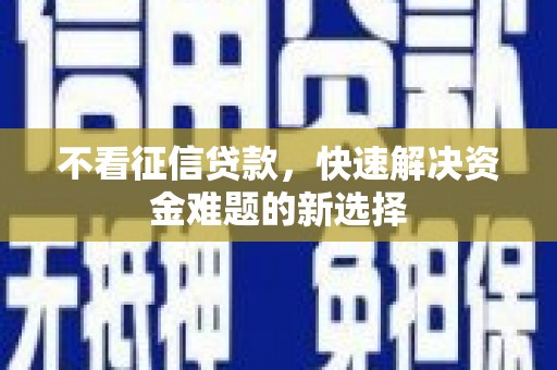 玛家不看征信贷款，快速解决资金难题的新选择