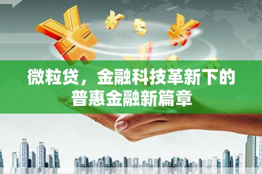 玛家微粒贷，金融科技革新下的普惠金融新篇章