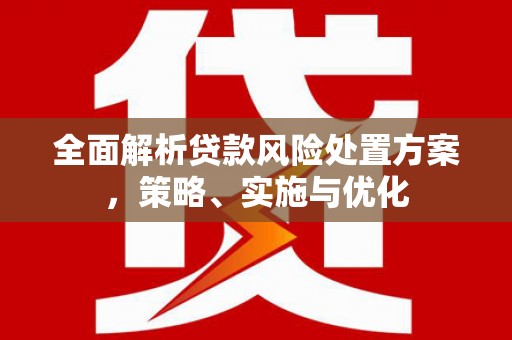 玛家全面解析贷款风险处置方案，策略、实施与优化