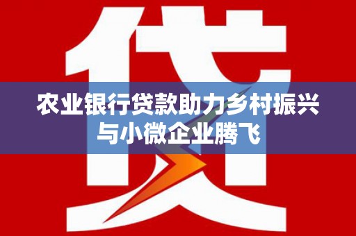 玛家农业银行贷款助力乡村振兴与小微企业腾飞